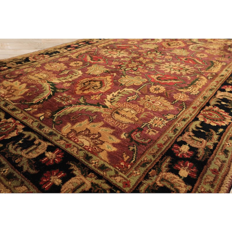 5'11''x8'10'' Hand Knotted Wool Plum Agra Botanical Plush Pile Oriental Area Rug - 5' 11'' x 8' 10''