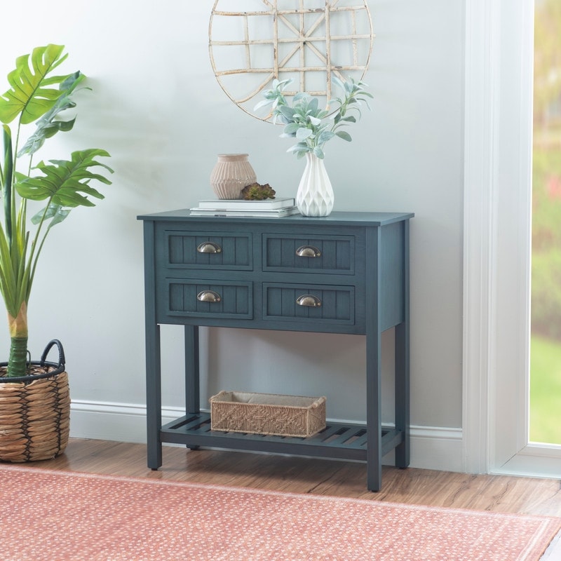 Small blue on sale console table