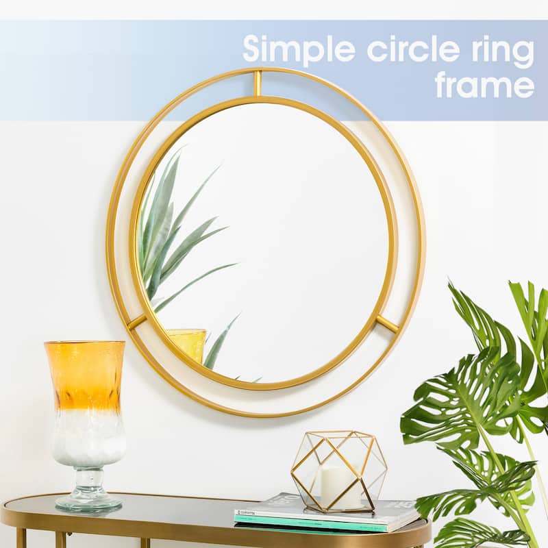 Glitzhome 24"D Modern Round Accent Decorative Wall Mirror Bathroom Vanity Decor