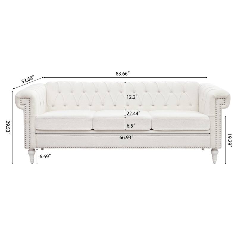 Modern Teddy Velvet Sofa with Birch Legs and Quilted Backrest, 660 lbs Capacity