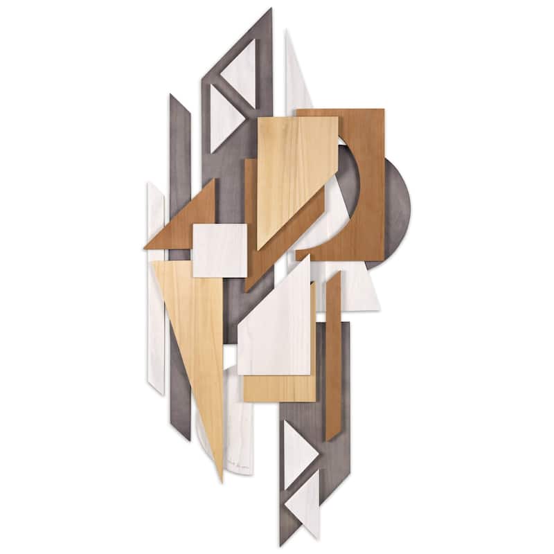 "Moonlit Mist" Hand Made & Hand Finished Dimensional Solid Paulownia Wood Abstracts Wall Art - 48" x 24"x 1.42" A