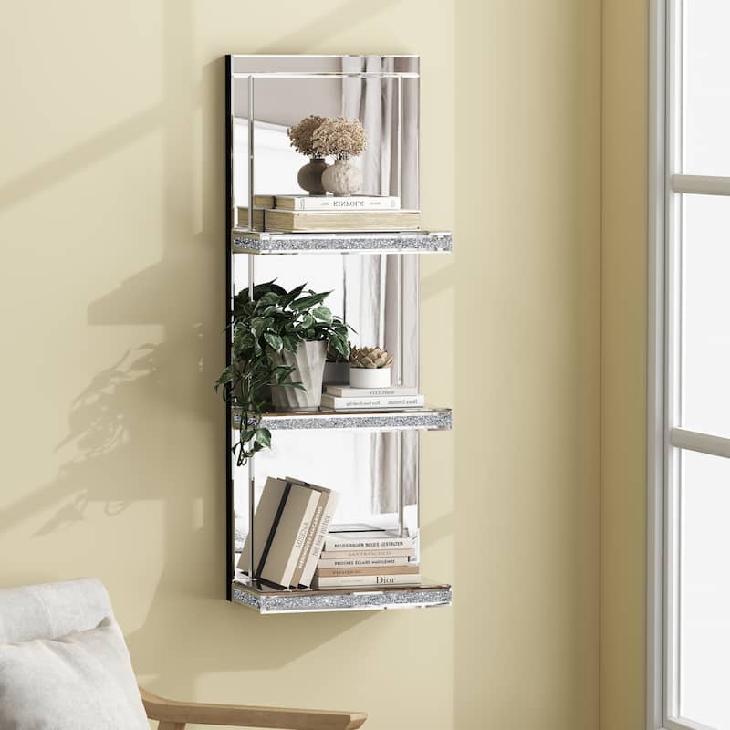 Glass Mirrored Shelves 3-Tier