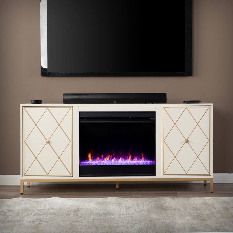 SEI Furniture Marradi Modern Media TV Stand with Storage & Electric Fireplace Insert