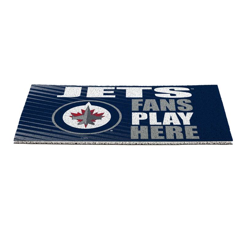 28 in. x 16 in. Winnipeg Jets "Fans Play Here" PVC Door Mat