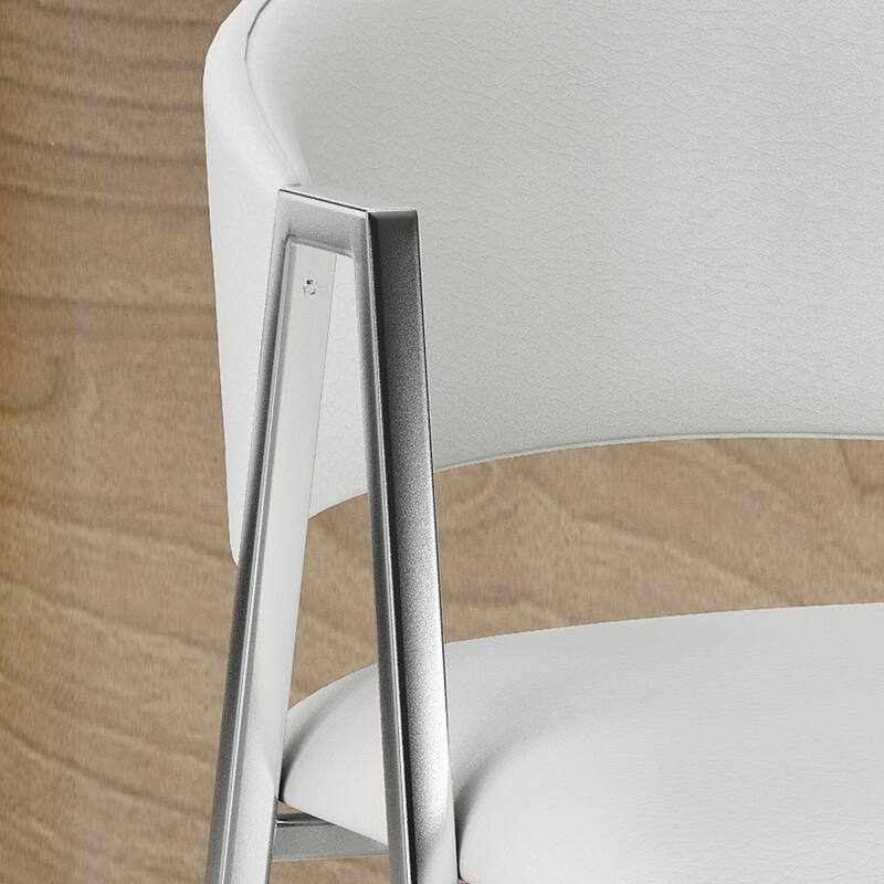 Roomfitters Contemporary Counter Height Metal Bar Stools, Set of 2, Upholstered Footrest Seating, Kitchen Island Chairs