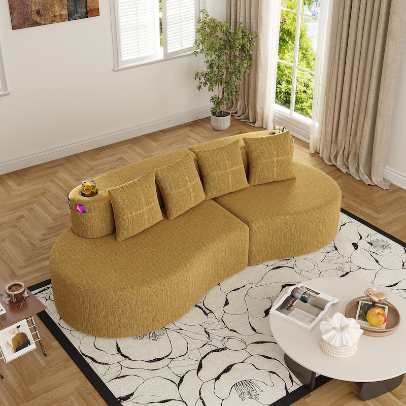 Modern Curved Sectional 3 Seat Minimalist Elegant Half Moon Sofa Compressed Modular Sectional Sofa for Living Room, Office