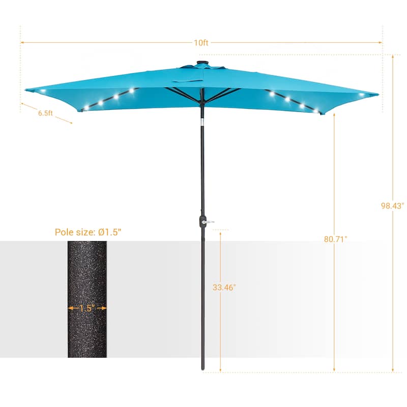 BONOSUKI LED 10 x 6.5ft Outdoor Umbrellas Patio Market Table Umbrellas