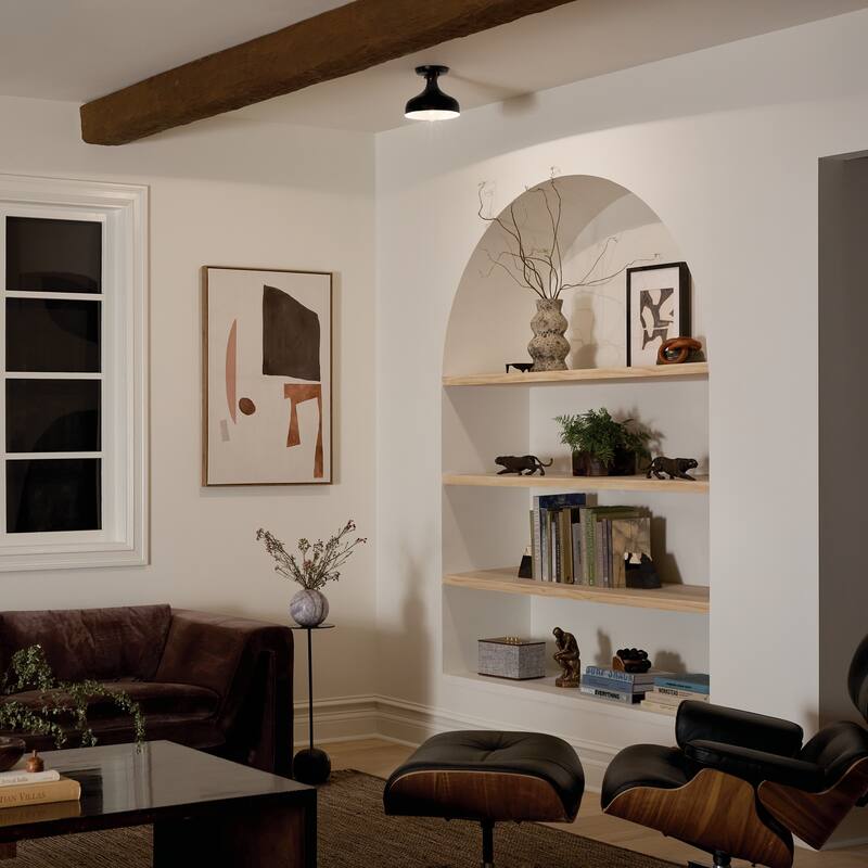 Kichler Lighting Sisu 6.75 in. 1-Light Black Semi-Flush Mount Light - 7