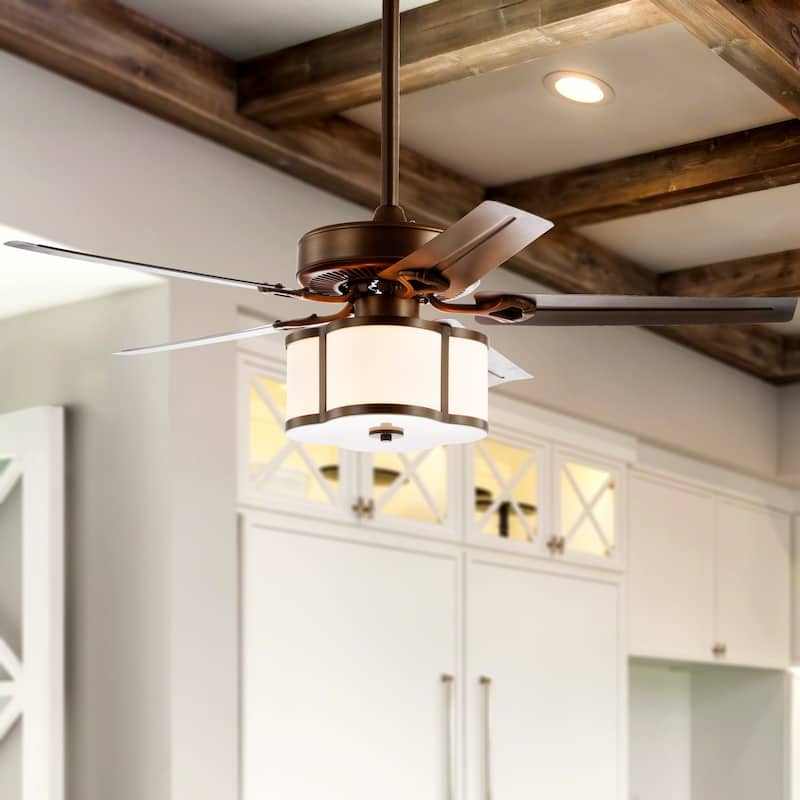 Clift 52" 3-Light Metal/Wood LED Ceiling Fan With Remote, Satin Bronze by JONATHAN Y