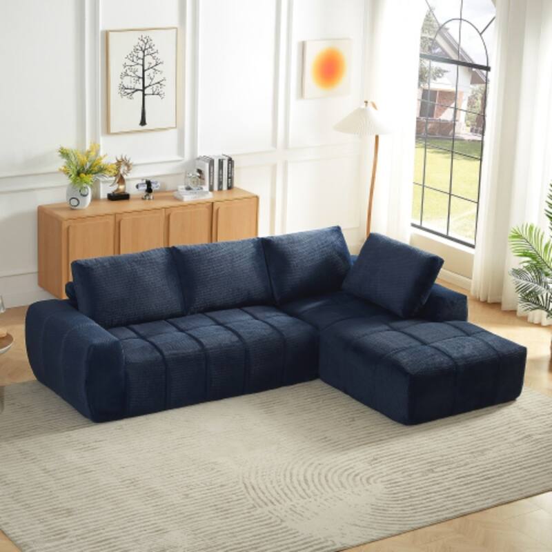 111.4" L-Shaped Mnimalist Faux Fur Sectional Oversized Sofa for Living Spaces