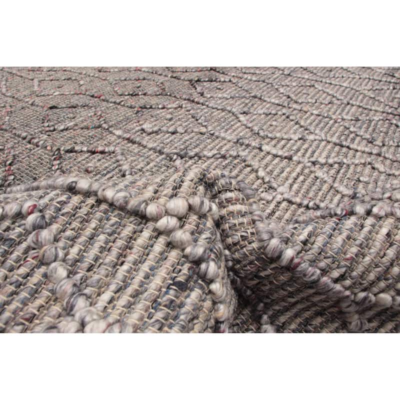 ECARPETGALLERY Braid weave Sienna Grey Wool Rug - 5'0 x 7'10