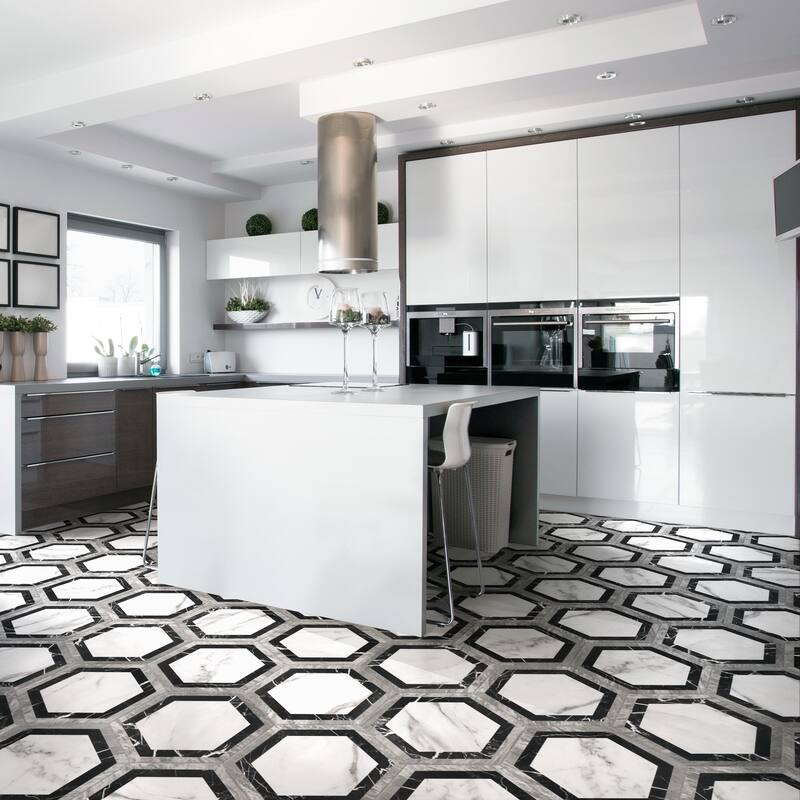 Merola Tile BioTech Hex Bardiglio Agra 11" x 13" Porcelain Floor and Wall Tile