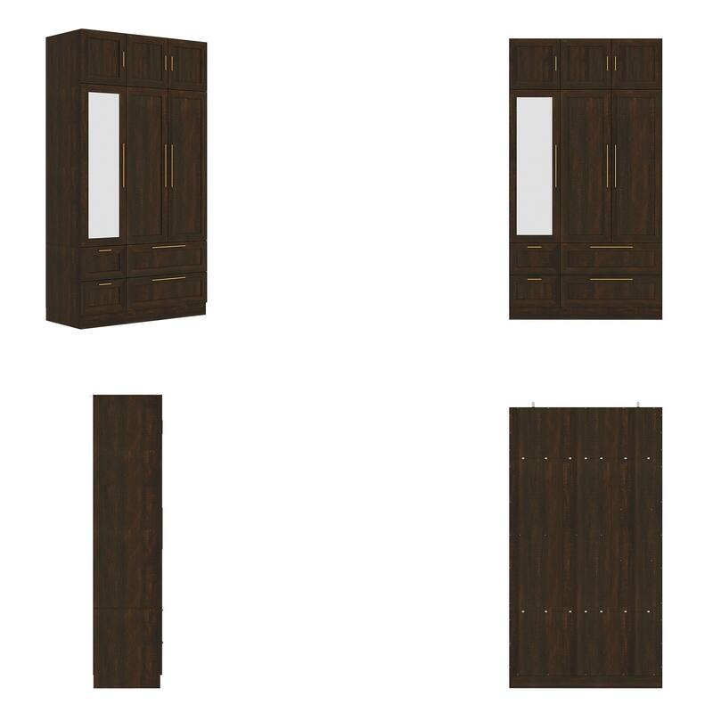 Modern White Wardrobe Closet with Mirror - Multi-Functional Bedroom Storage Cabinet