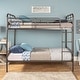 preview thumbnail 1 of 11, Walker Edison Baikal Twin Metal Pipe Bunk Bed Black / Brown