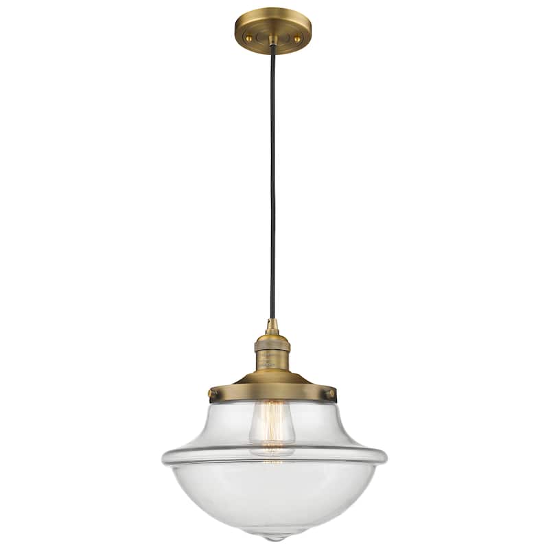 Innovations Lighting Franklin Restoration Oxford - 1 Light 12" Cord Hung Mini Pendant - Clear/Brushed Brass