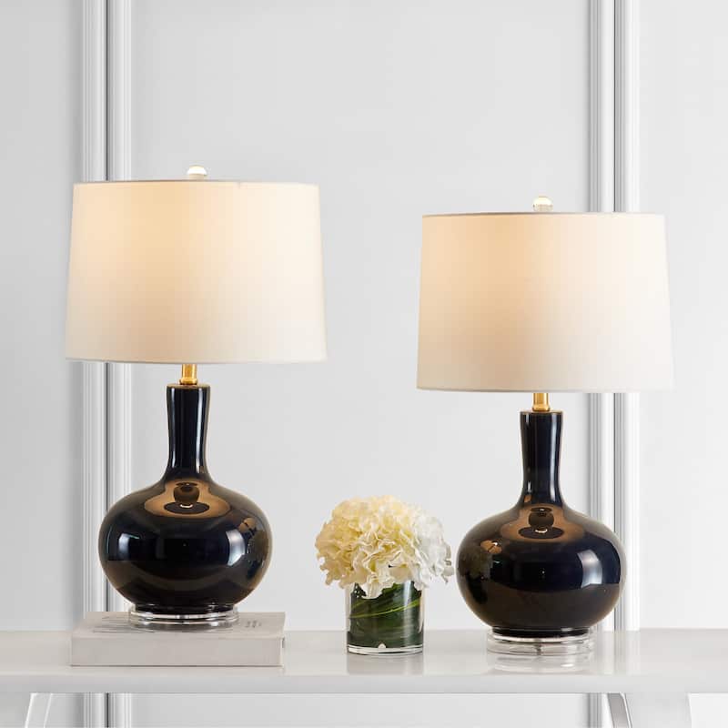 SAFAVIEH Lighting 27" Nilla Table Lamp - Navy/Clear
