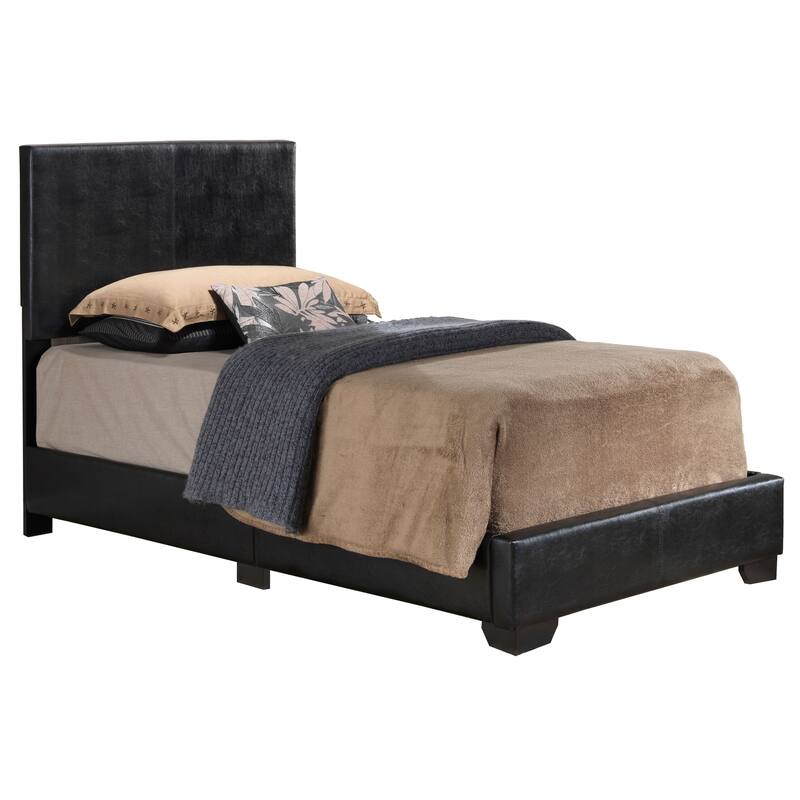 Aaron Faux Leather Bed - Black - Twin