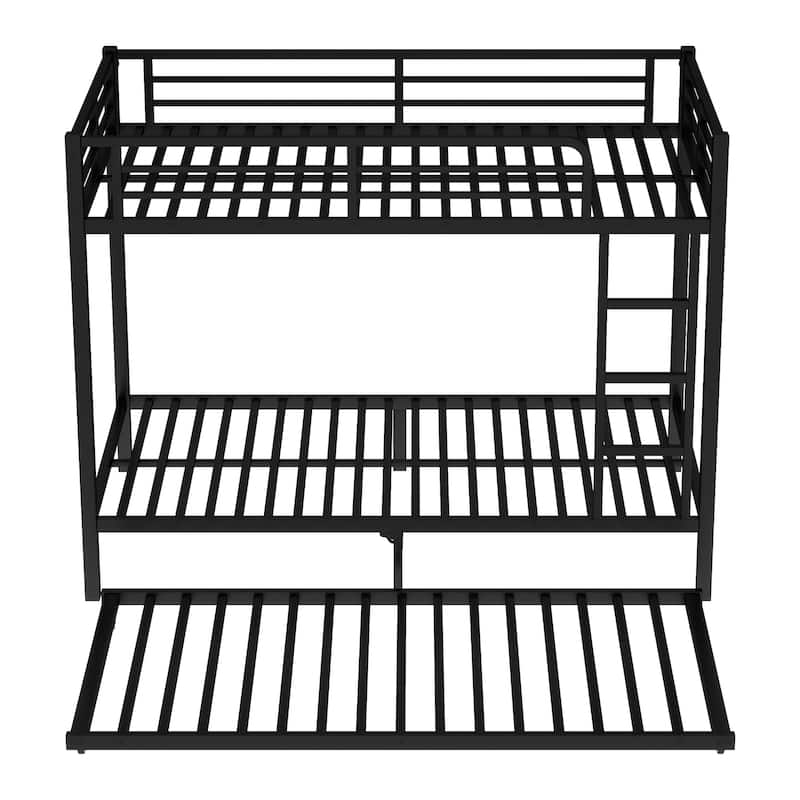 Twin XL over Twin XL Metal Bunk Bed with Twin Size Trundle, Black