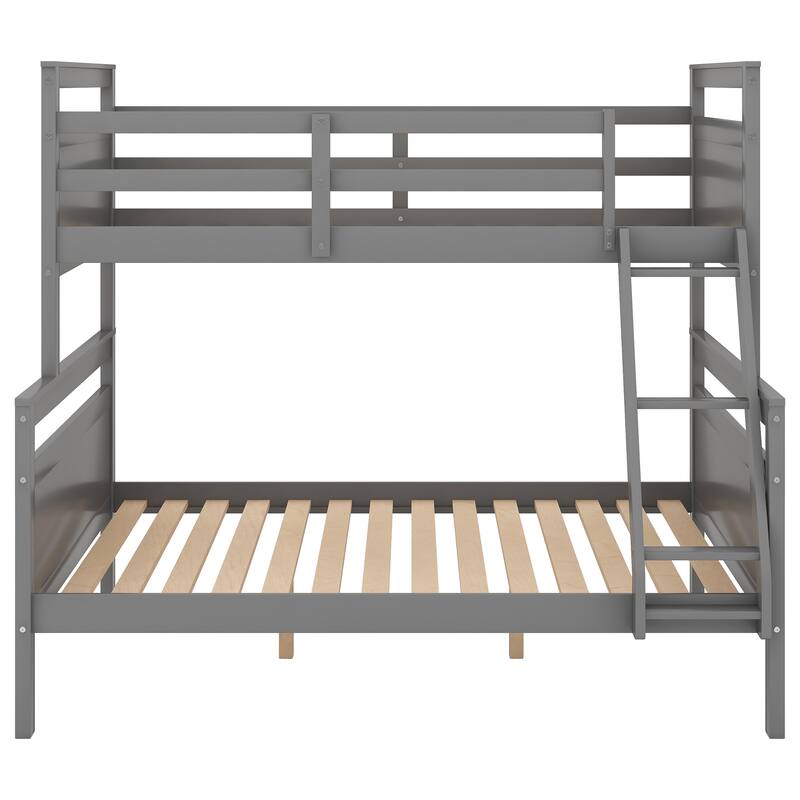 Twin over Full Bunk Bed with Ladder, Safety Guardrail, and Storage