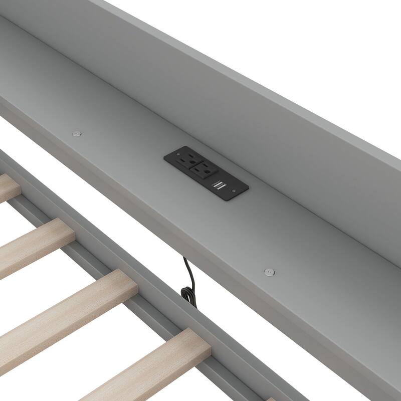 Roomfitters Twin Size Daybed with Shelves, Drawers and Built-In Charging Station