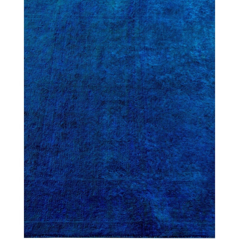 Overton Hand Knotted Wool Vintage Inspired Modern Contemporary Overdyed Blue Area Rug - 3' 2" x 5' 1"