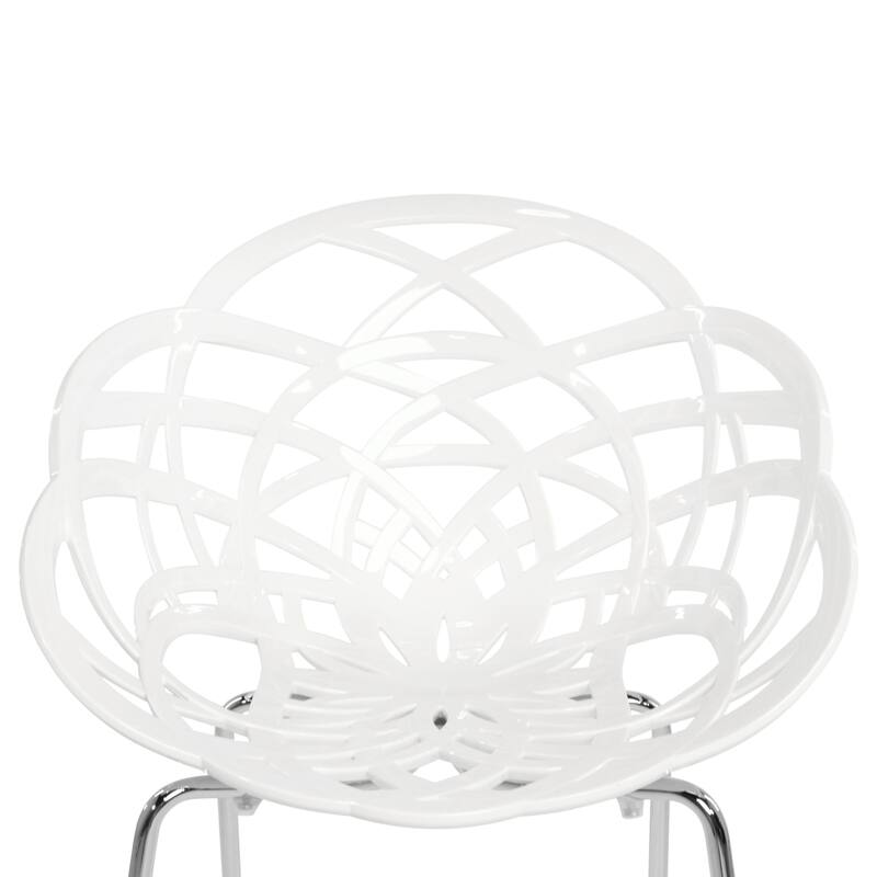Furnish Theory Fleur-ML Stackable Dining Armchairs Arm Chairs Anti-UV Polycarbonate Shell & Chrome-Plated Steel Legs (Set of 2)