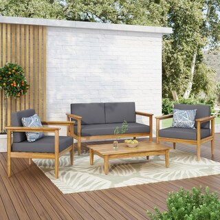 Magnolia Outdoor Acacia Wood Chat Set by Christopher Knight Home