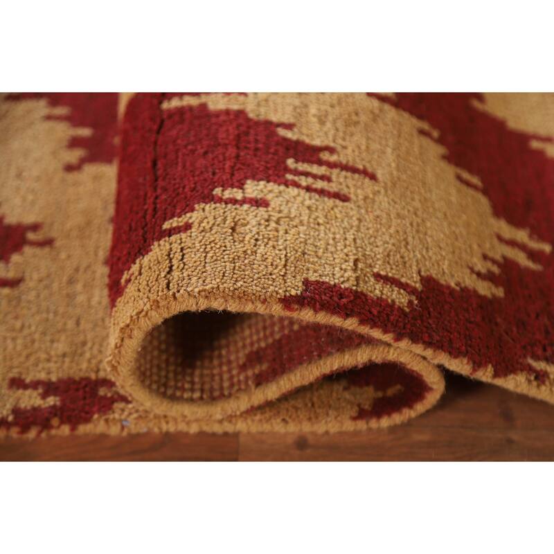 Hand Knotted Oriental 100% Wool Carpet Modern All-Over Yellow & Gold Gabbeh Area Rug - 7' 11'' X 5' 1''