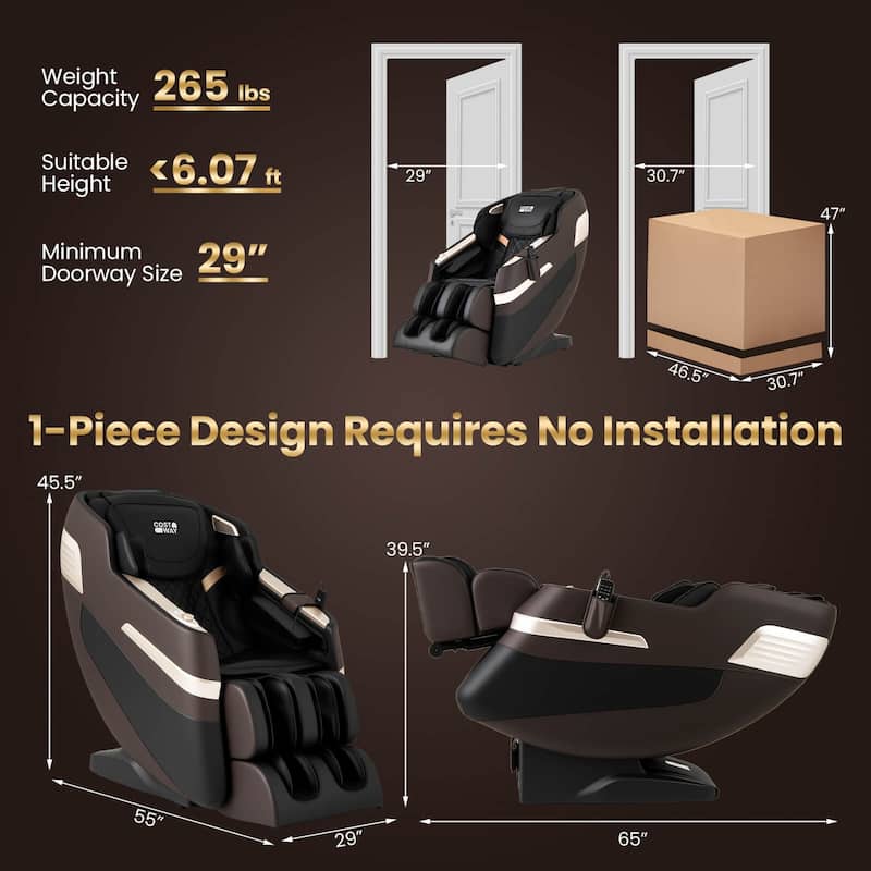 Costway Full Body Massage Chair with Airbags Waist Heater Foot Rollers
