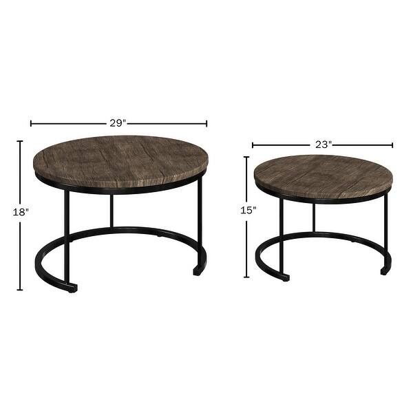 Round Coffee Table Set 2Piece Nesting Tables by Lavish Home (Gray