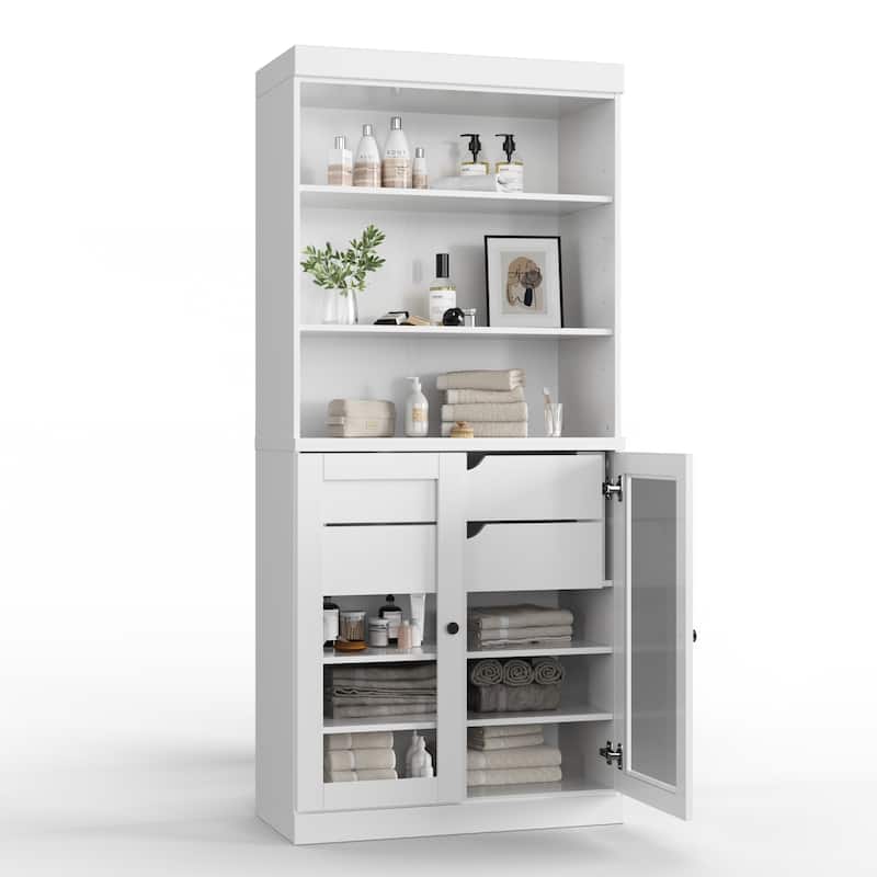 100% Solid Wood 32" Bathroom Cabinet with Optional Doors, 2-Drawers by Palace Imports