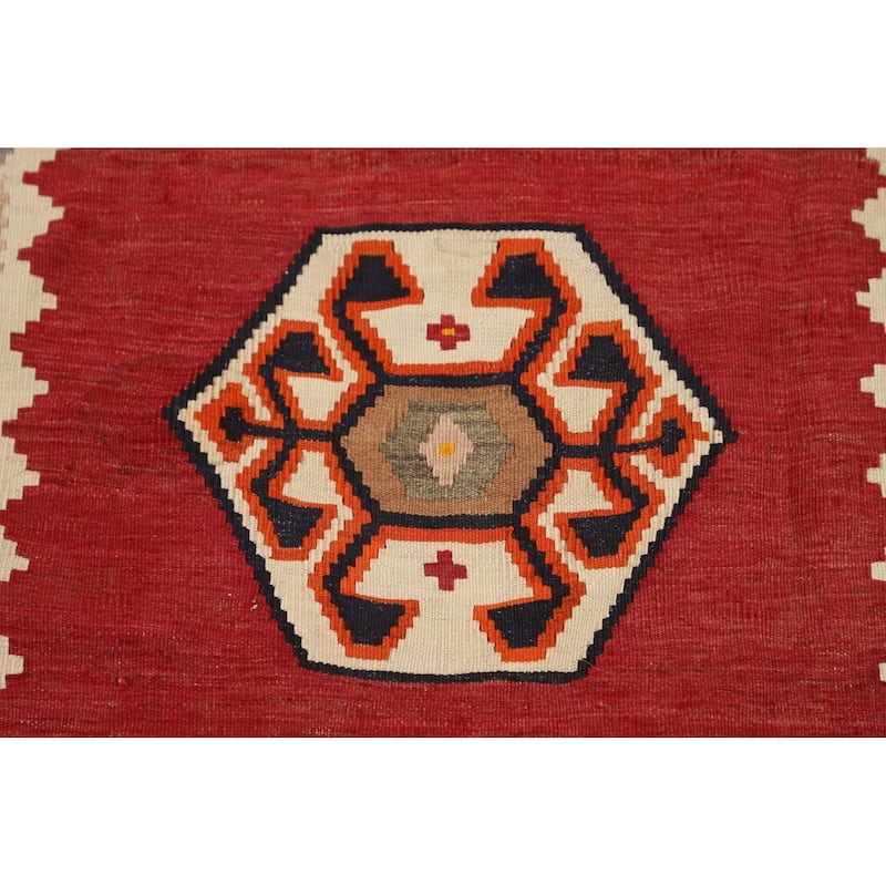 Kilim Qashqai Persian Vintage Rug Oriental Flatweave Wool Carpet - 5'2"x 9'6"