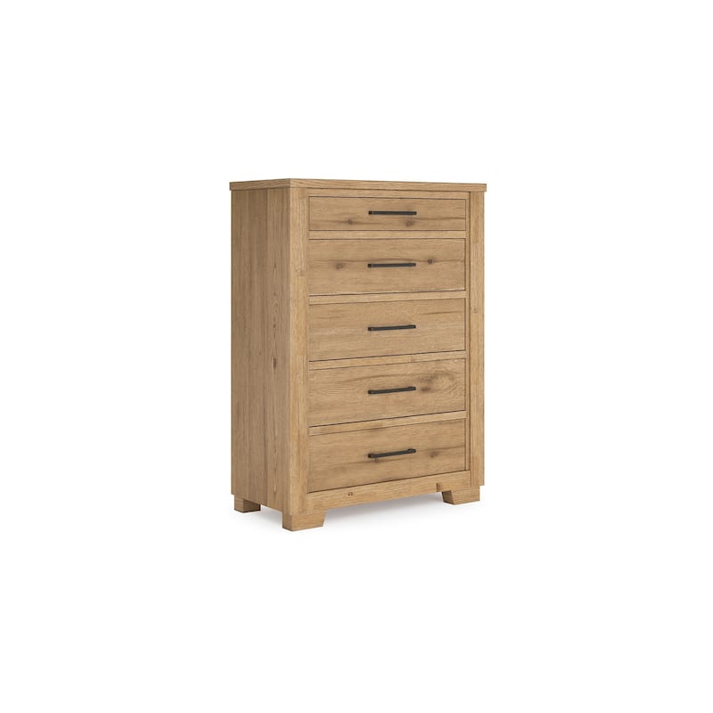 Dani Tall Dresser Chest, 5 Drawer, 58 Inch Rustic Brown Solid Hardwood