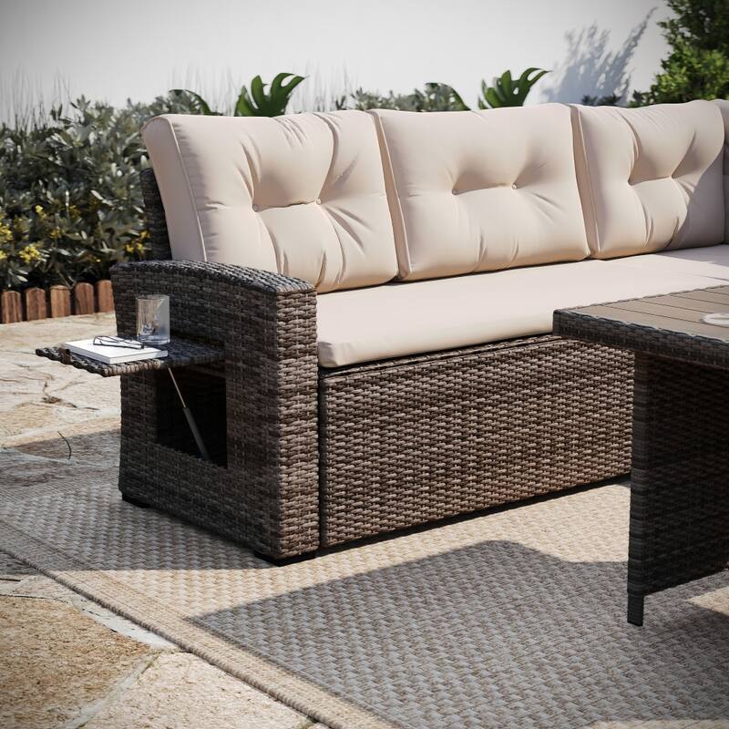 Indoor/Outdoor Conversation Set with Sofa and Table