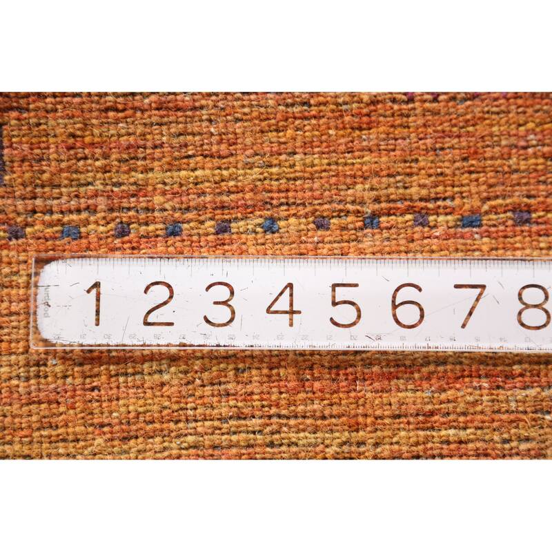 Orange Tribal Gabbeh Indian Area Rug Hand-Knotted Wool Carpet - 5'0" x 7'7"