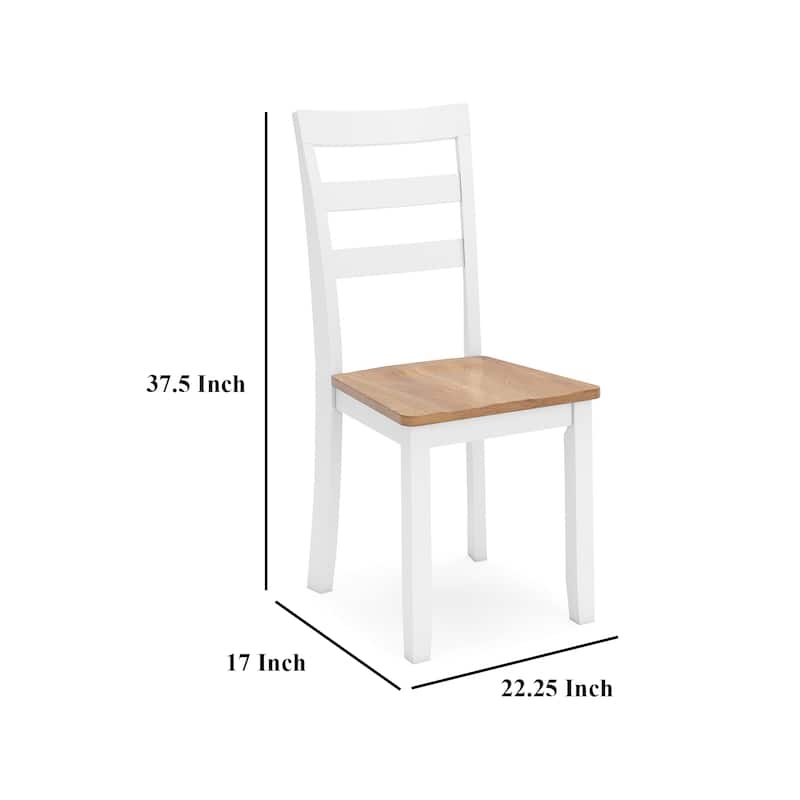 Gasy Dining Chair Set of 2, 22 Inch White and Brown Mango Wood Veneer