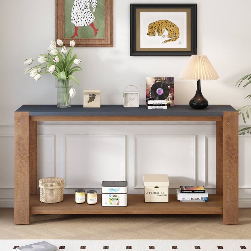 59 Inch Console Table with Bottom Shelf,Minimalist Style Console Table for Entryway
