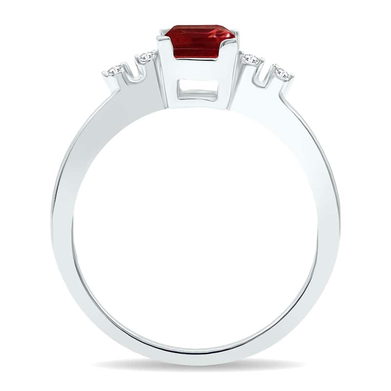 Women's Garnet and Diamond Sparkle Ring in 10K White Gold