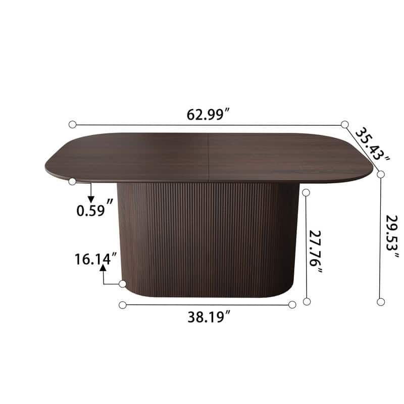 63-Inch MDF Modern Dining Table‌ – Stylish Design with Vertical Striped Legs, Thick Elegant Tabletop, Seats 4-8 People .