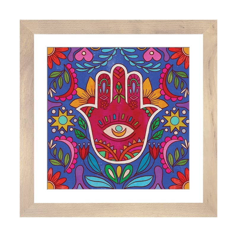 iCanvas "Colorful Hamsa Hand" by Olivia B√ºrki - Natural - 16x16x1
