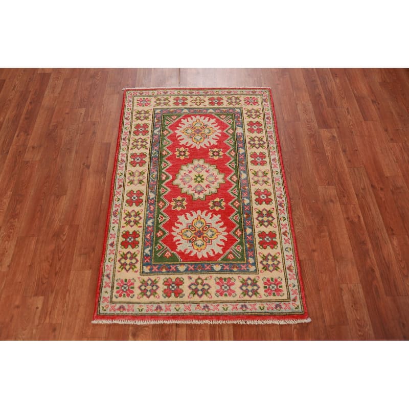 Traditional / Geometric Kazak Foyer Rug Handmade Wool Carpet - 2'7"x 4'0"