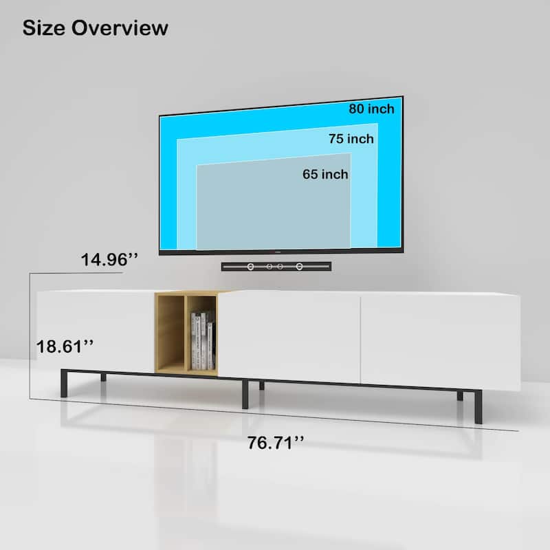 TV Console with Big Storage Cabinets,Modern TV Stand