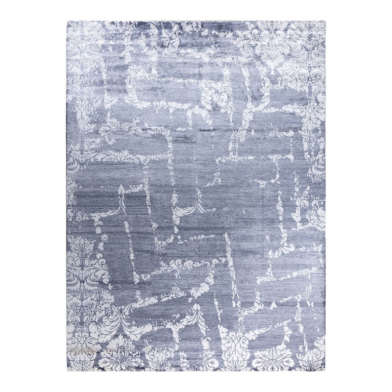 Modern One-of-a-Kind Hand-Knotted Area Rug, Blue - 9' 2" x 12' 1"