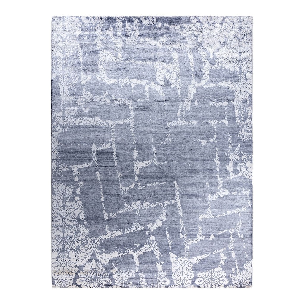 Modern One-of-a-Kind Hand-Knotted Area Rug, Blue - 9' 2" x 12' 1"
