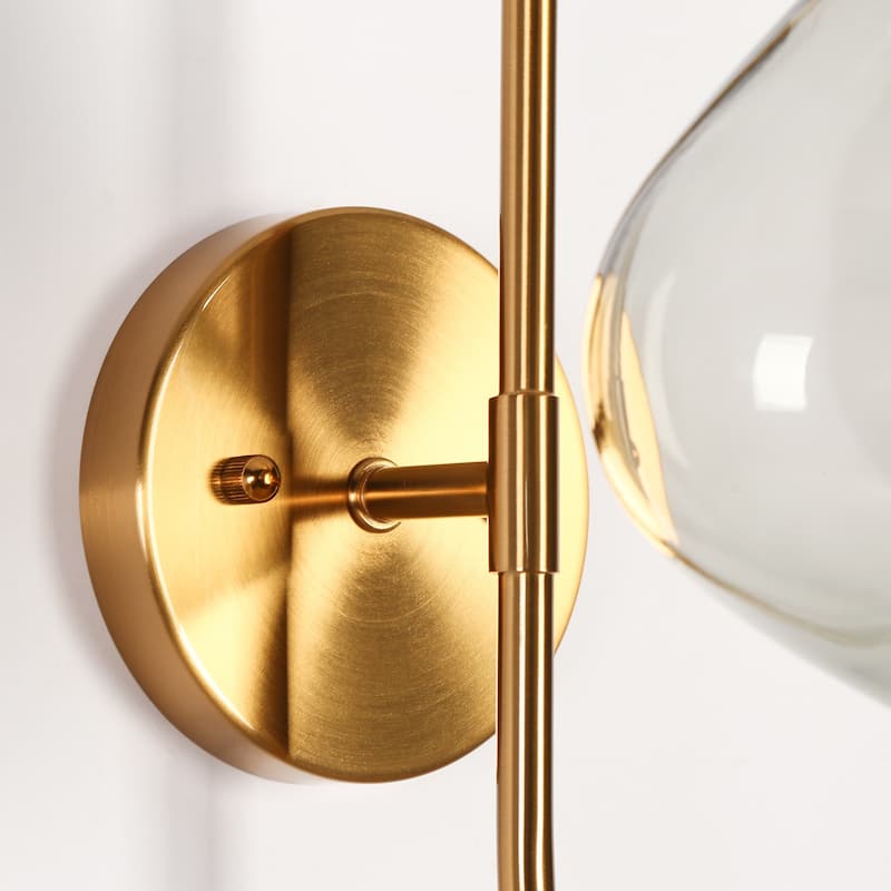 Celesn Modern Glam 1-Light Gold Bathroom Vanity Lights Smoke-gray Glass Wall Sconces - W 6" x H 22"