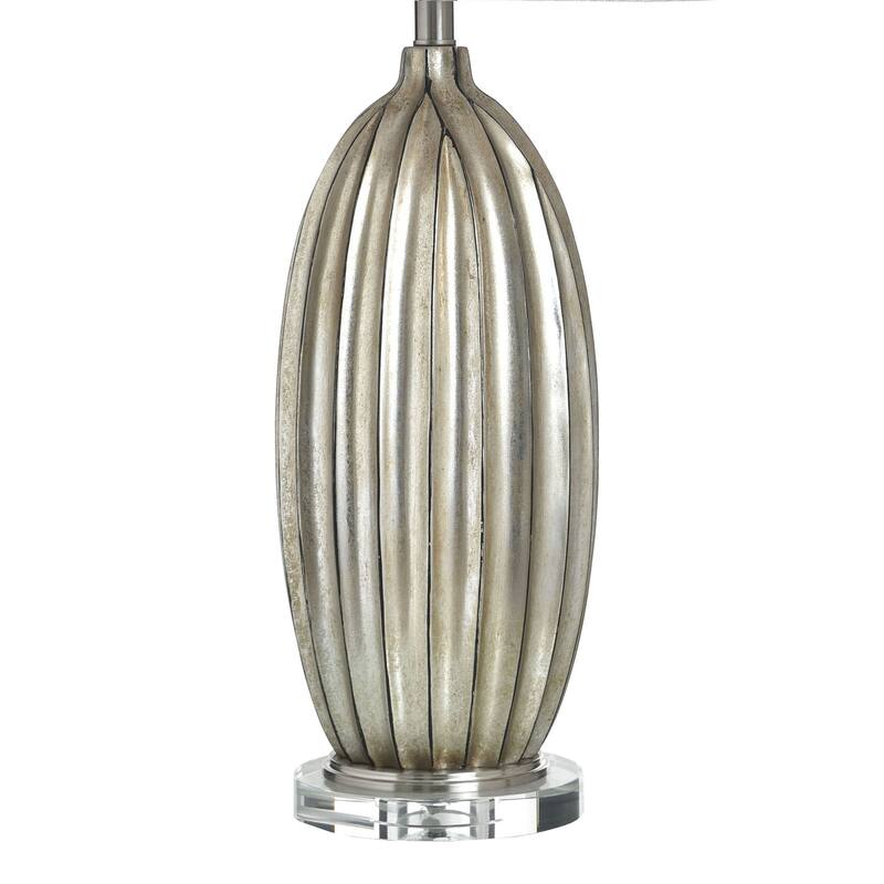 StyleCraft Poly Table Lamp - Laslo Silver - White Shade