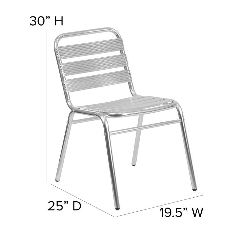 4PK Commercial Aluminum Indoor-Outdoor Restaurant Stack Chair - Triple Slat Back