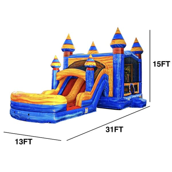 slide 2 of 6, JumpOrange Melting Artic Commercial Grade Inflatable Bounce House Water Slide Combo with Attached Pool & Air Blower, Wet Dry Use Kids