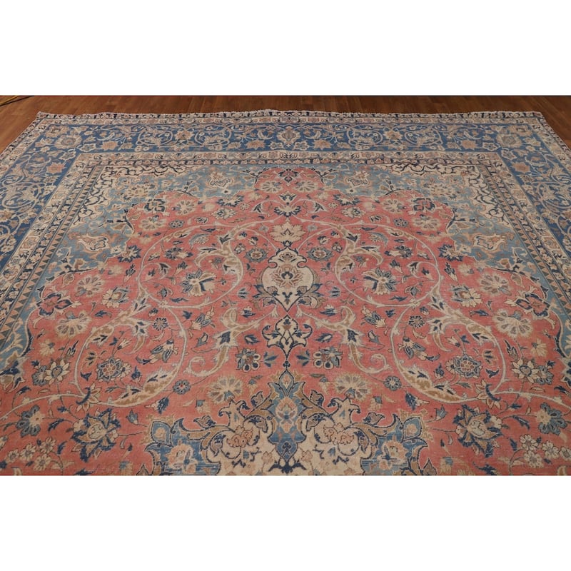 Najafabad Persian Large Vintage Rug Hand-Knotted Wool Carpet - 10'11" x 16'2"