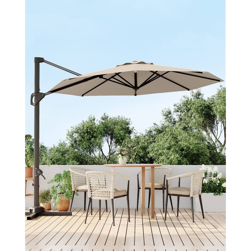 10FT Outdoor Cantilever Umbrella Patio Umbrella with Base